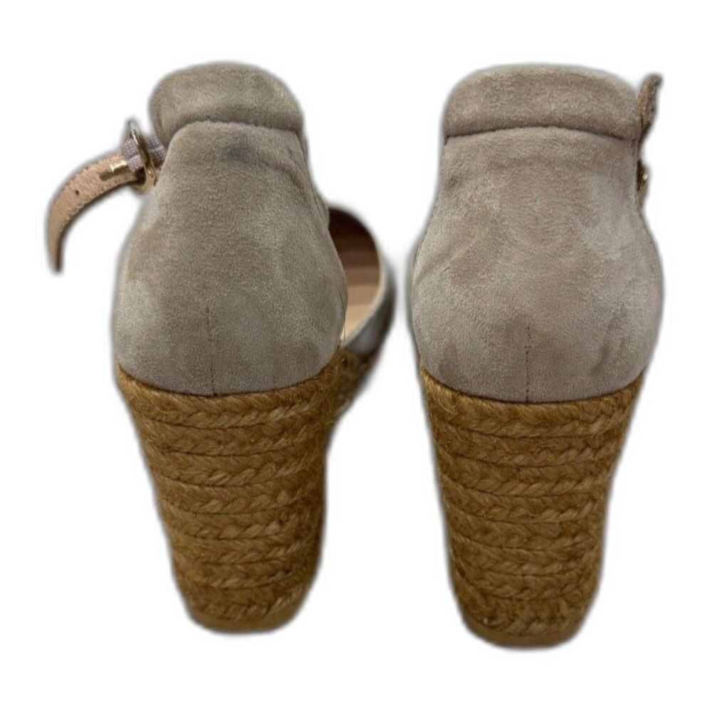 Viscata Barcelona Taupe Suede Espadrille Wedge Sandals Size 9 - Picture 3 of 4